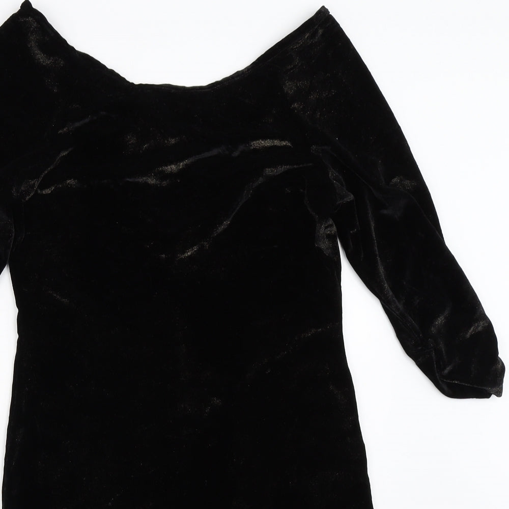 River Island Womens Black  Velour Bodycon  Size 12