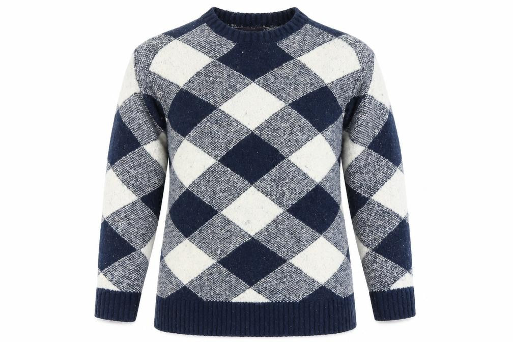 Marks and Spencer Womens Blue Argyle/Diamond  Pullover Jumper Size S