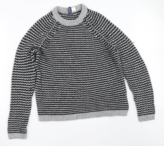 H&M Womens Grey Striped  Pullover Jumper Size S