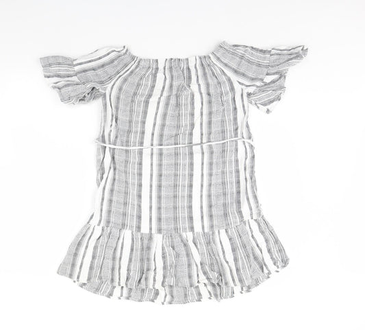 New Look Womens Grey Striped  Basic Blouse Size 8
