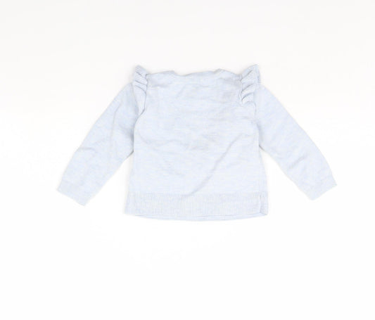 Gap Girls Blue   Pullover Jumper Size 2 Years  - Penguin