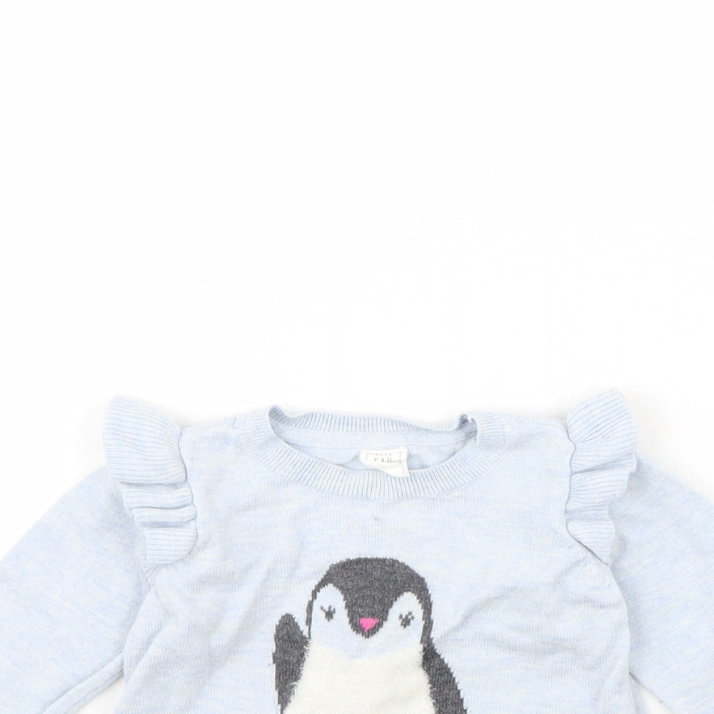 Gap Girls Blue   Pullover Jumper Size 2 Years  - Penguin