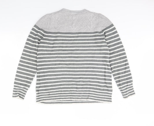 Gap Mens Grey Striped  Pullover Jumper Size XL