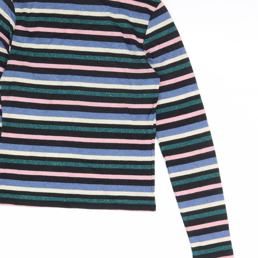 Divided Womens Black Striped  Pullover Jumper Size S