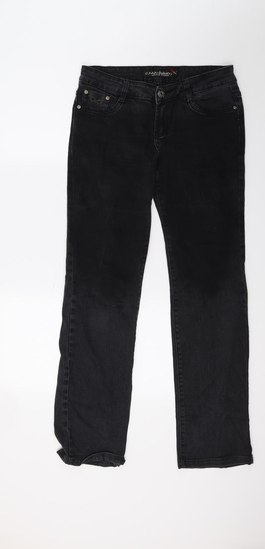 Mado Womens Black  Denim Straight Jeans Size L L29 in