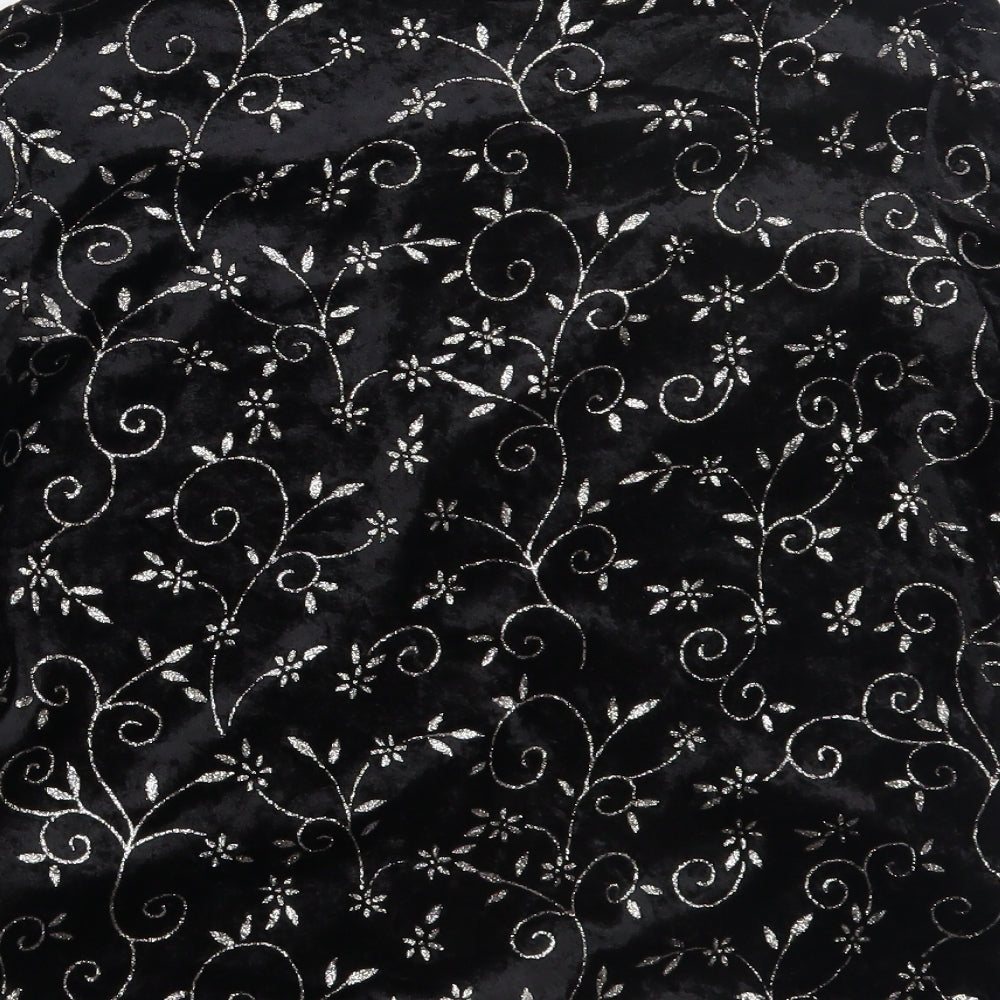 Suchita Womens Black Floral  Basic T-Shirt Size 2