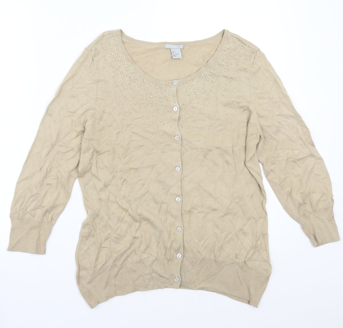 H&M Womens Beige   Cardigan Jumper Size L