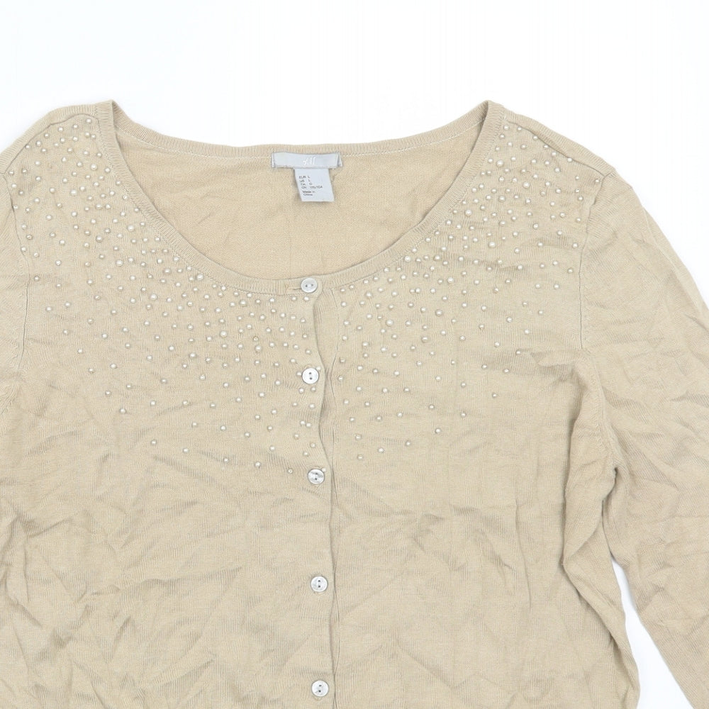 H&M Womens Beige   Cardigan Jumper Size L