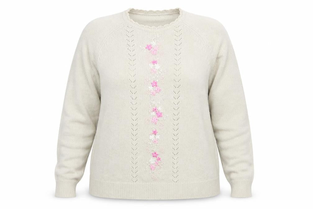 Berkertex Womens Beige Floral  Pullover Jumper Size 16