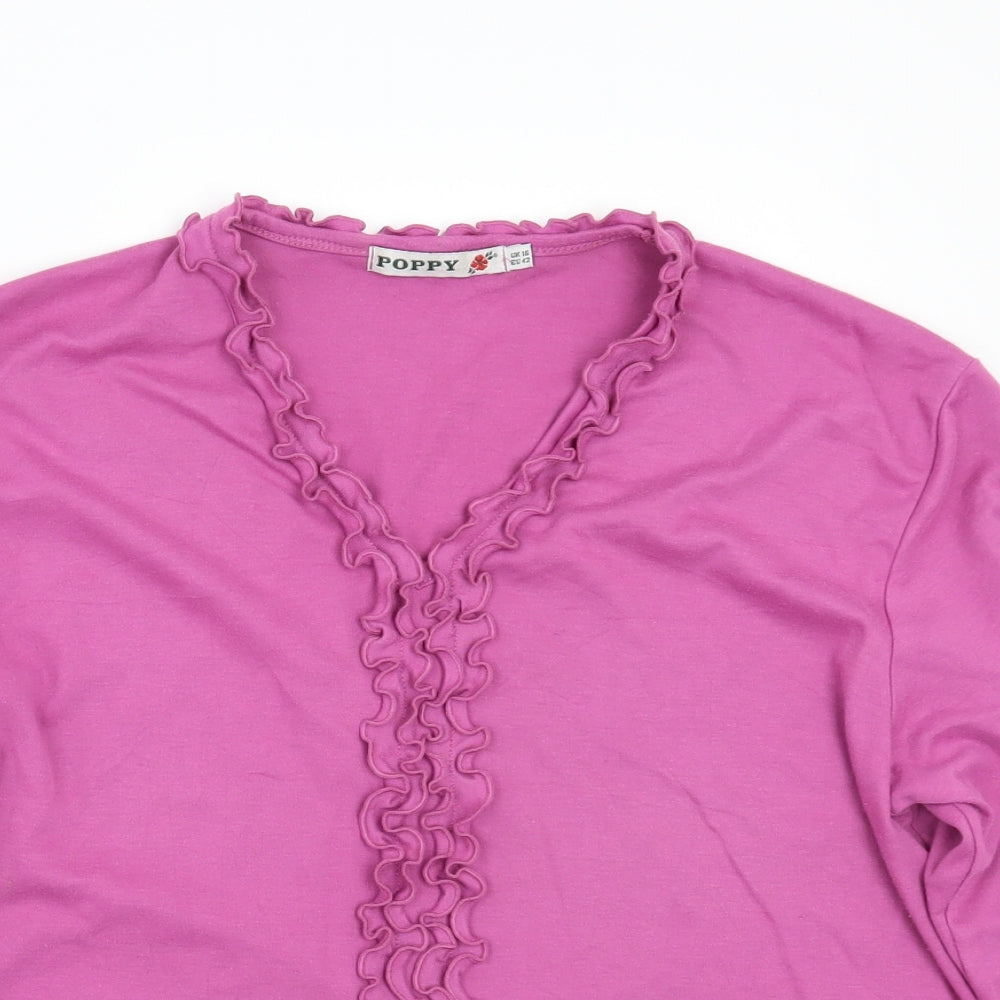 Poppy Womens Pink   Basic T-Shirt Size 16