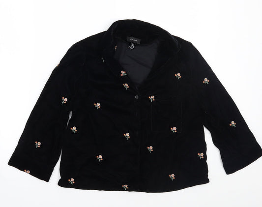 Newlook Womens Black Floral  Basic Button-Up Size 8
