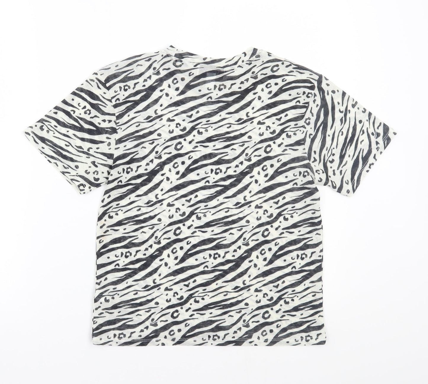 Topshop Womens White Animal Print  Basic T-Shirt Size 8