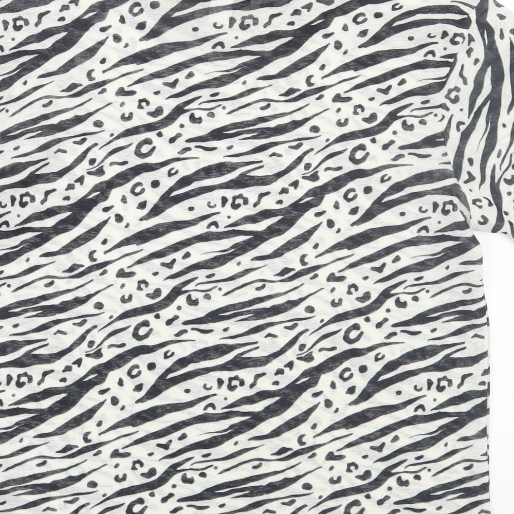 Topshop Womens White Animal Print  Basic T-Shirt Size 8