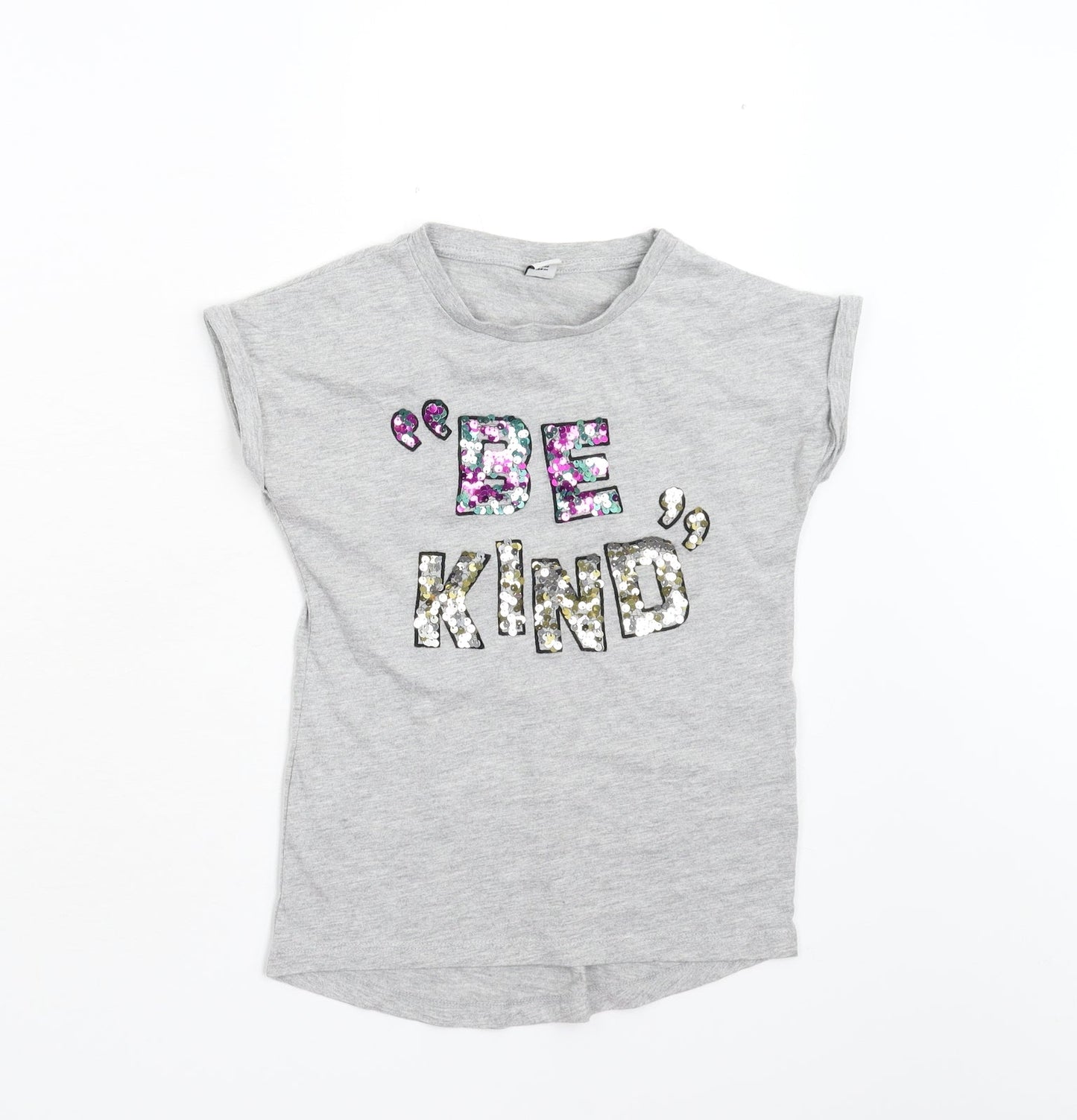 TU Girls Grey   Basic T-Shirt Size 9 Years  - Be Kind