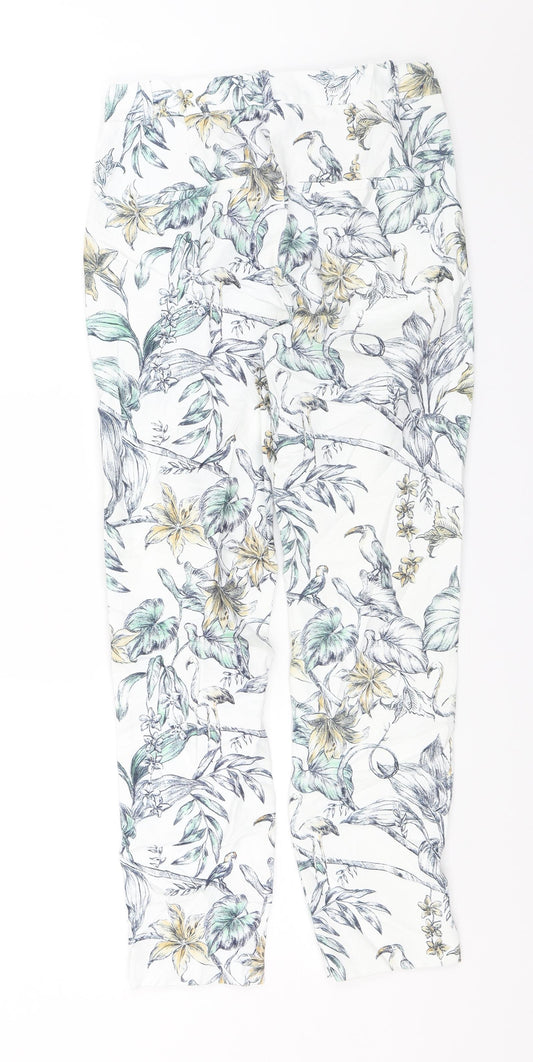 Zara Womens White Floral  Chino Trousers Size XS L24 in