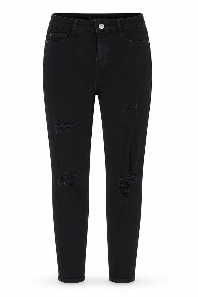Front view of Denim Co women’s black denim skinny jeans, size UK 12, 27-inch leg