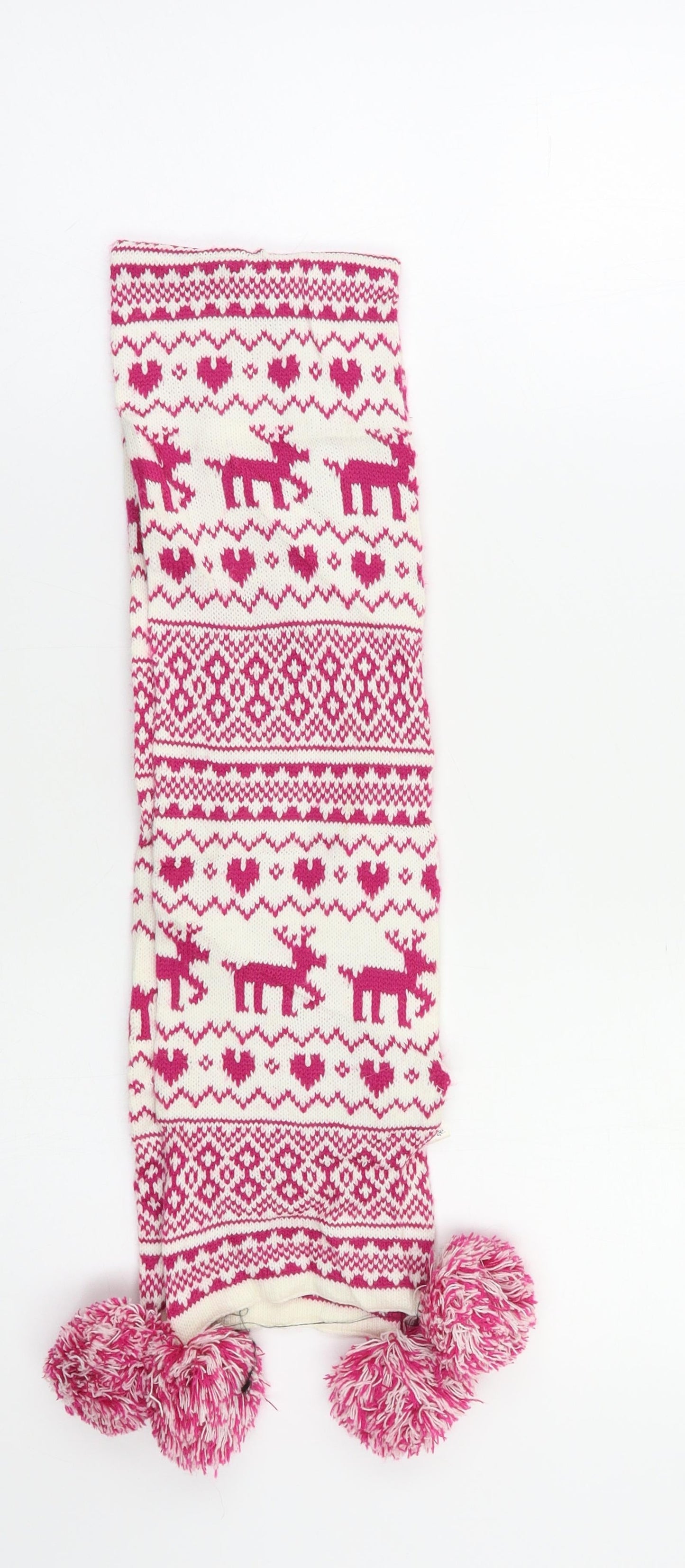 George Girls Pink Fair Isle  Scarf Scarves & Wraps Size Regular