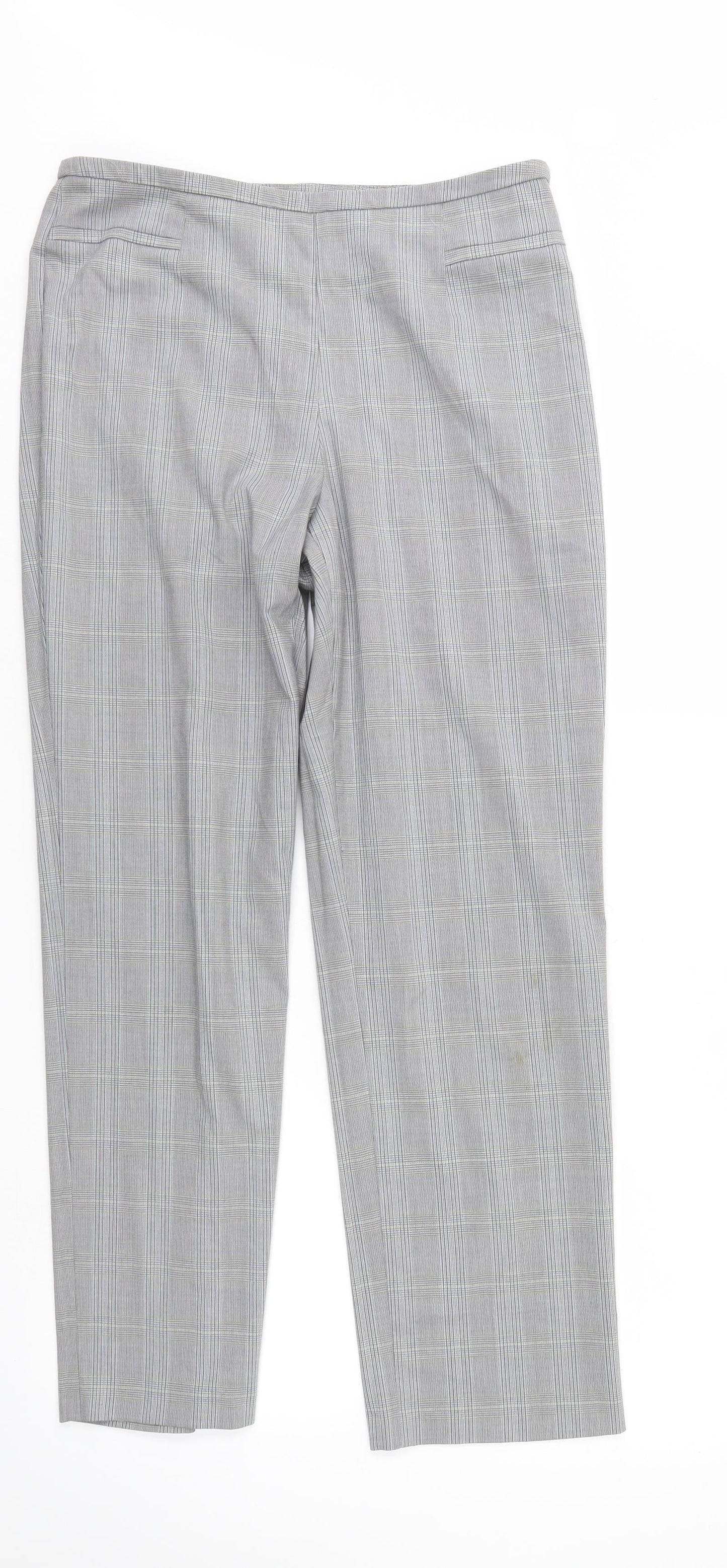 Marks and Spencer Womens Grey Check  Trousers  Size 12 L28 in