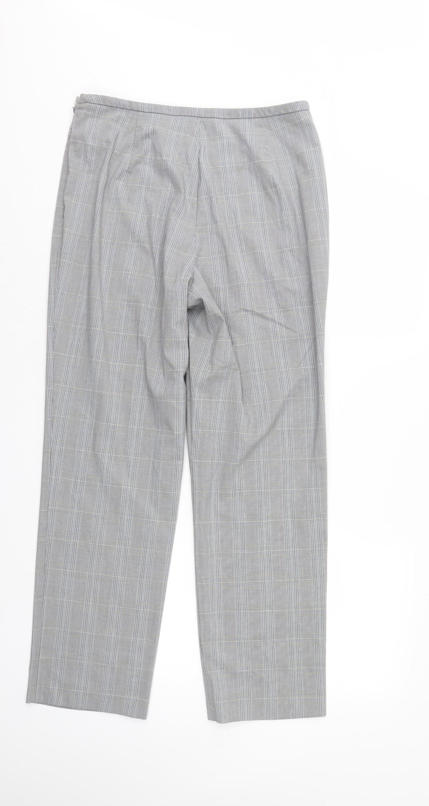 Marks and Spencer Womens Grey Check  Trousers  Size 12 L28 in