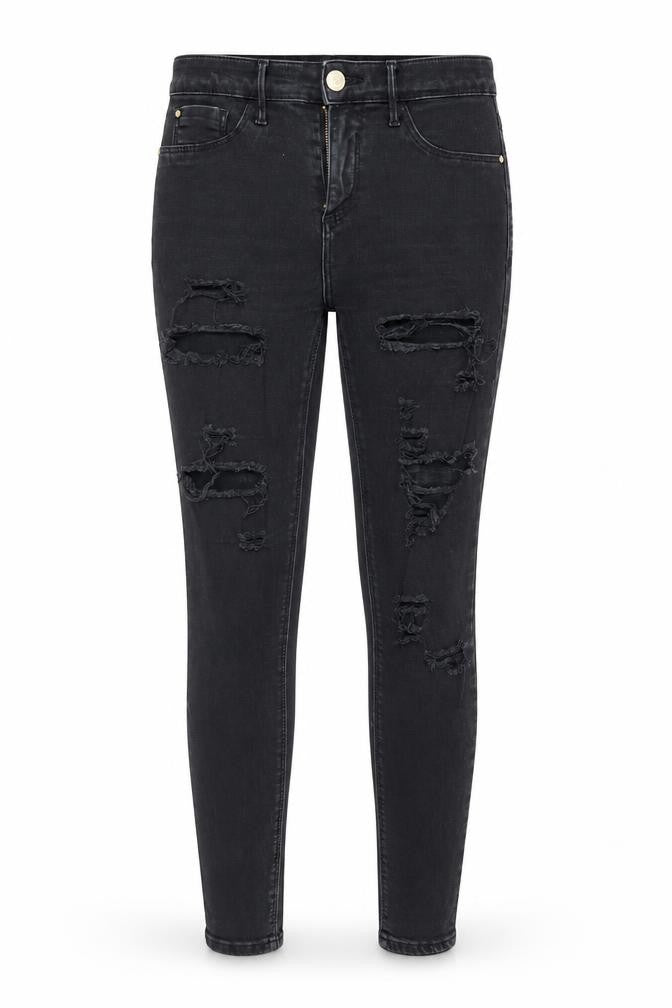 River Island Womens Black  Denim Tapered Jeans Size 10 L28 in