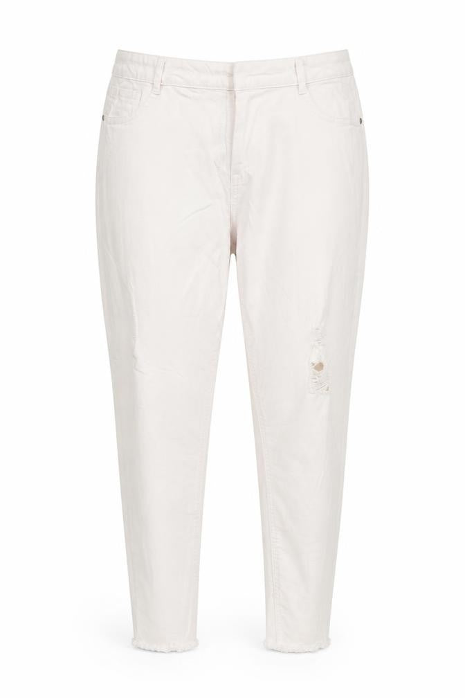 Front view of /Denim women’s white denim tapered jeans, size UK 18, 27-inch leg