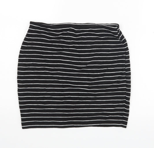 Zara Womens Black Striped  Mini Skirt