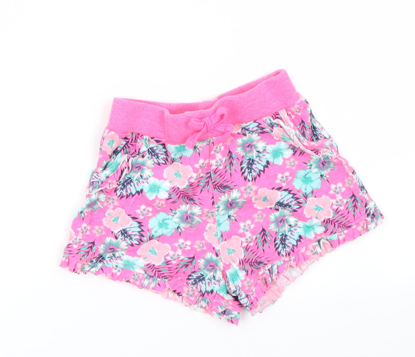 Primark Girls Pink Floral  Cargo Shorts Size 2-3 Years