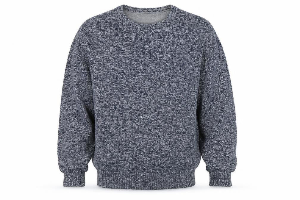 Front view of Maine New England men’s blue knit jumper, size M