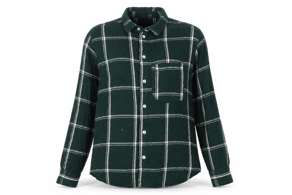 H&M Womens Green Check  Basic Button-Up Size 10