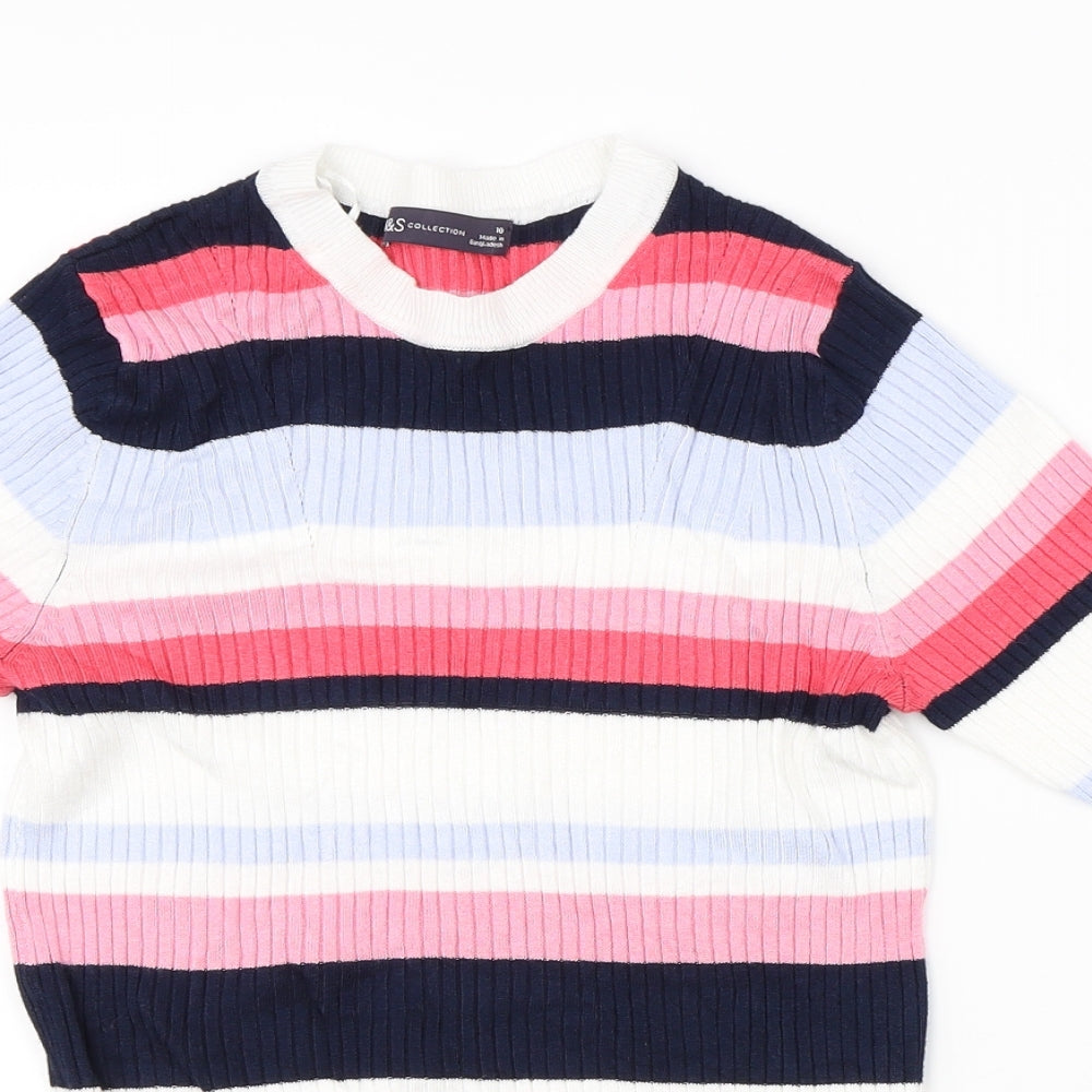 Marks & Spencer Womens Multicoloured Striped Knit Pullover Jumper Size 10