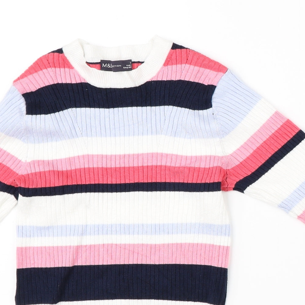 Marks & Spencer Womens Multicoloured Striped  Pullover Jumper Size 8