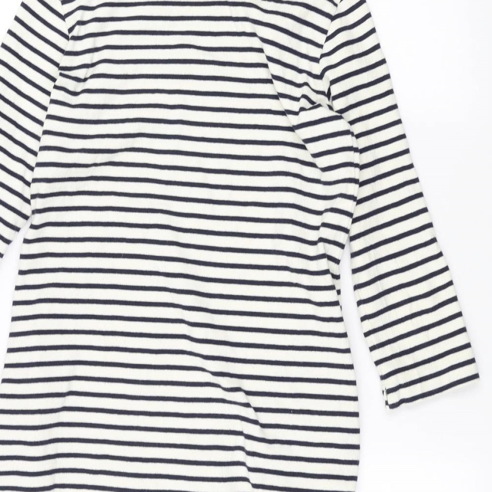 UNI Womens White Striped  Pullover Jumper Size XS