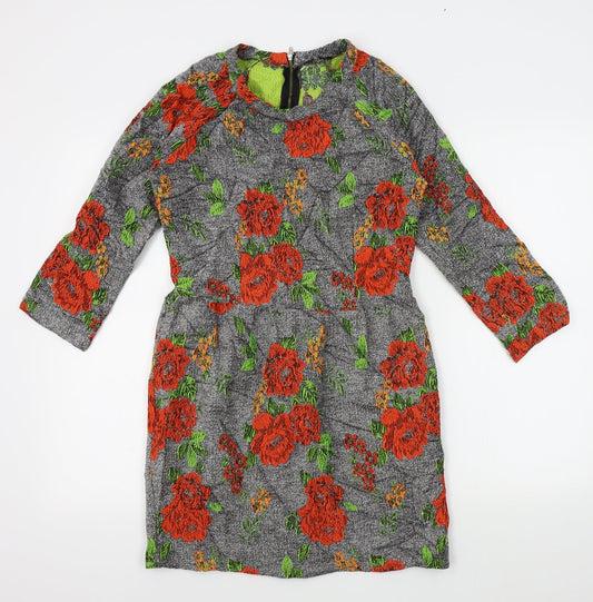 Preworn Womens Grey Floral  A-Line  Size 10
