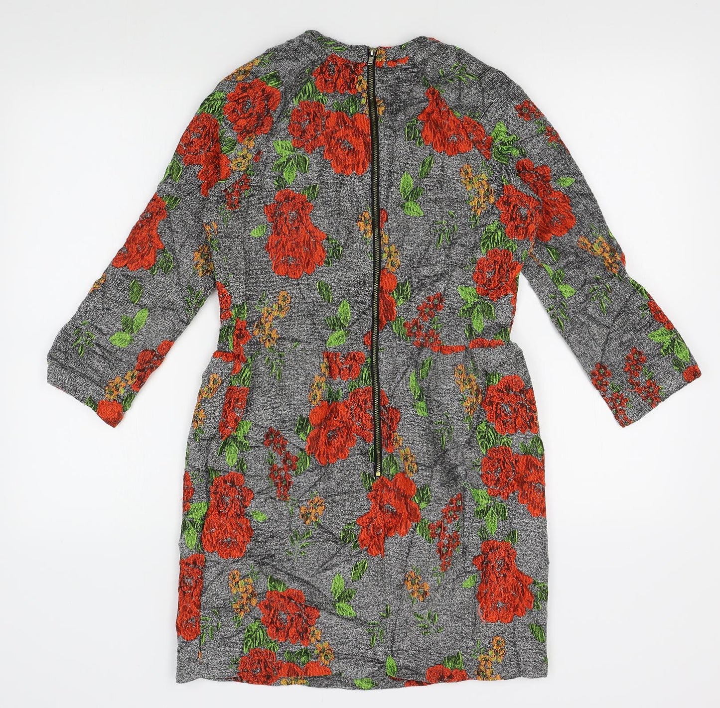 Preworn Womens Grey Floral  A-Line  Size 10