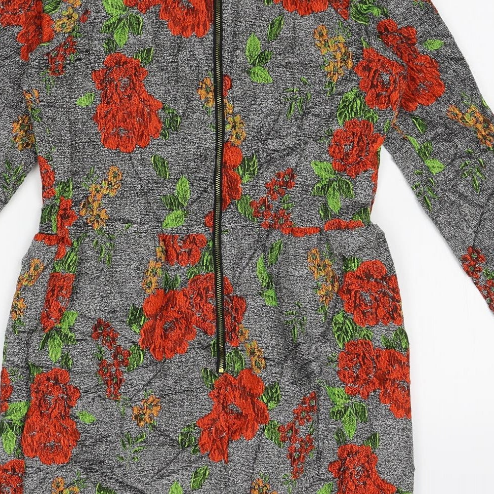 Preworn Womens Grey Floral  A-Line  Size 10