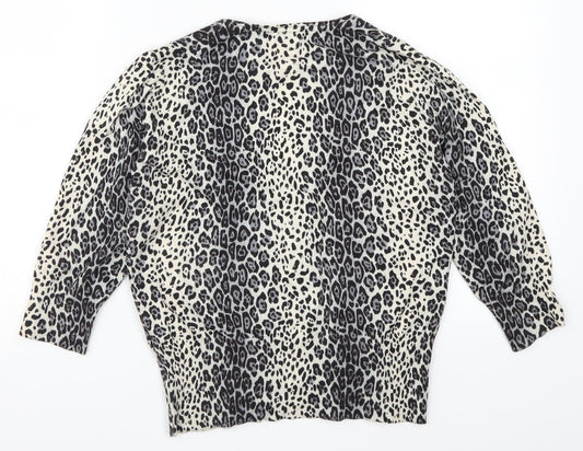 Marks and Spencer Womens Grey Animal Print  Cardigan Jumper Size 12