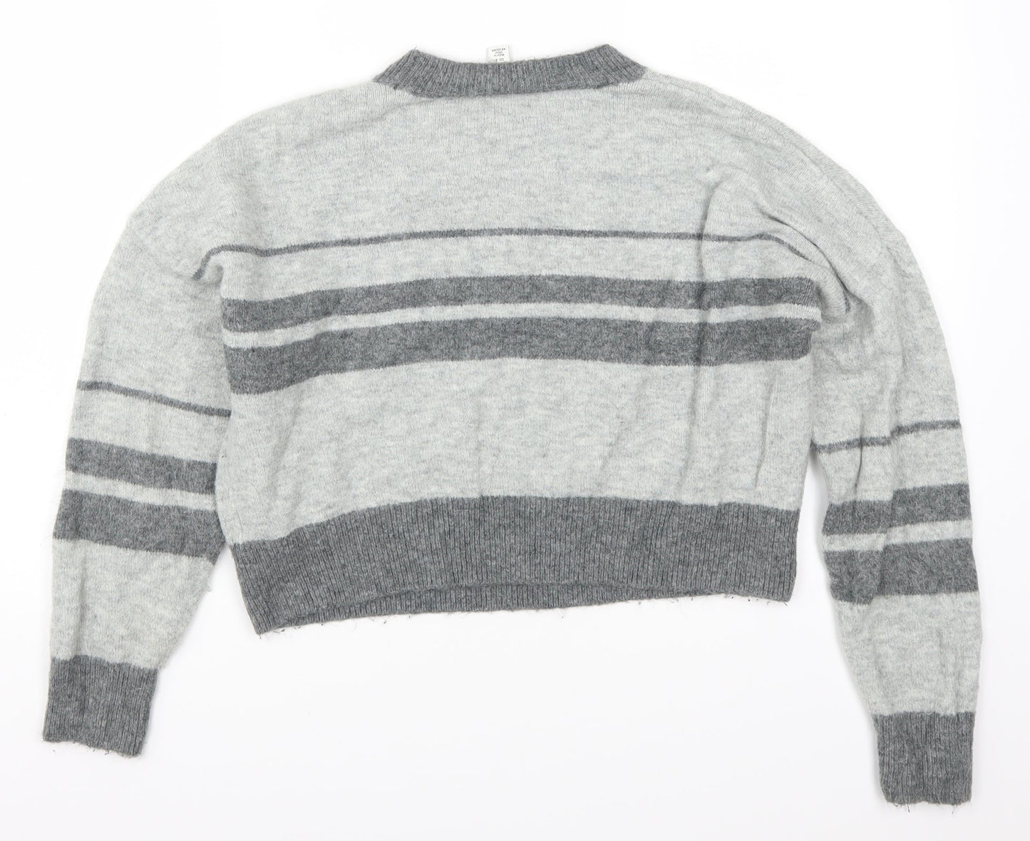 Topshop Womens Grey Striped Knit Pullover Jumper Size 10