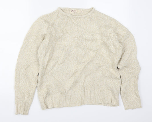 EWM Womens Beige  Knit Pullover Jumper Size 14