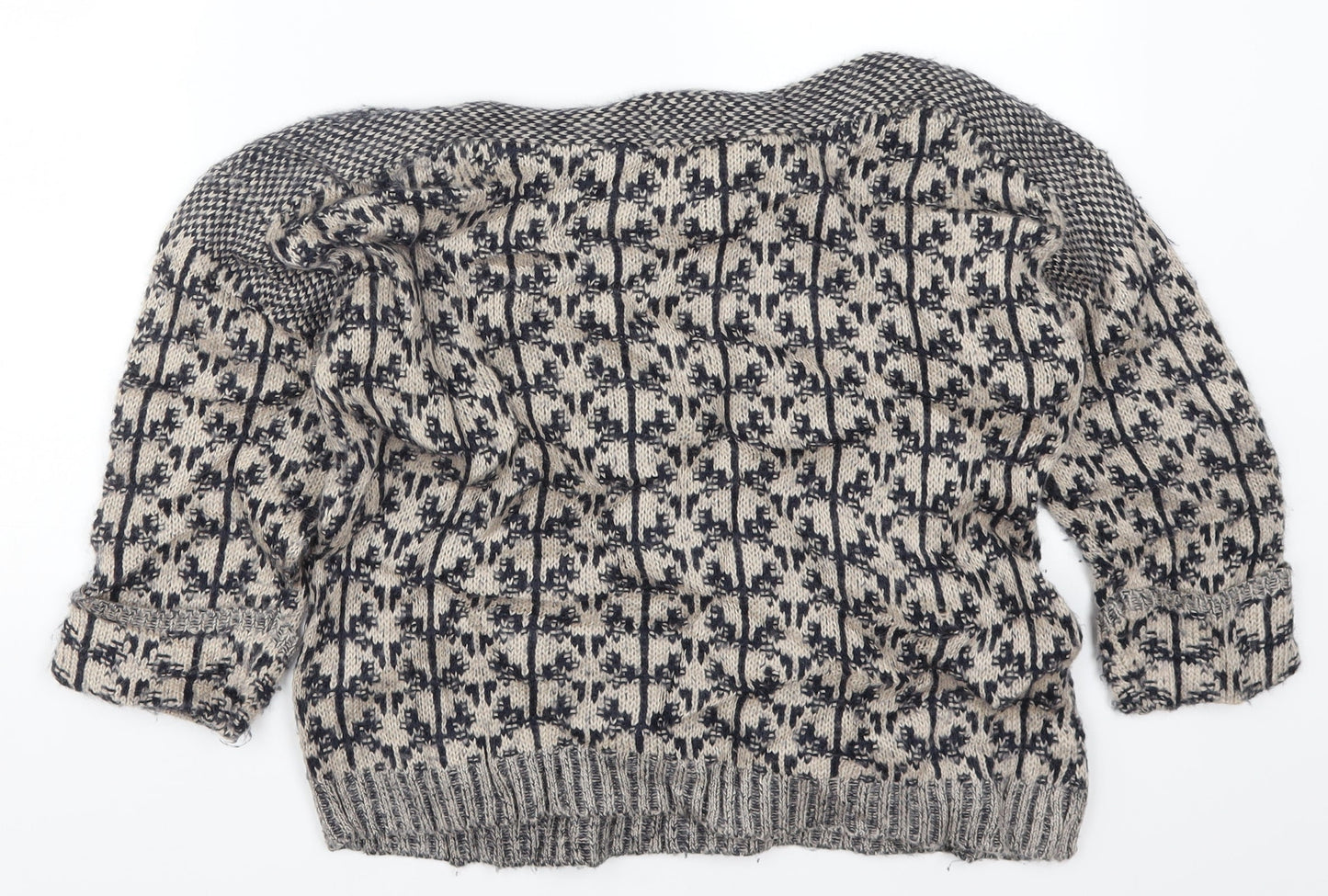 Marks and Spencer Womens Beige Geometric Knit Pullover Jumper Size 8  - Blue