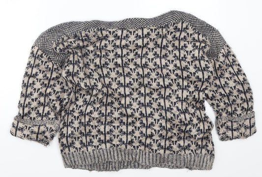 Marks and Spencer Womens Beige Geometric Knit Pullover Jumper Size 8  - Blue