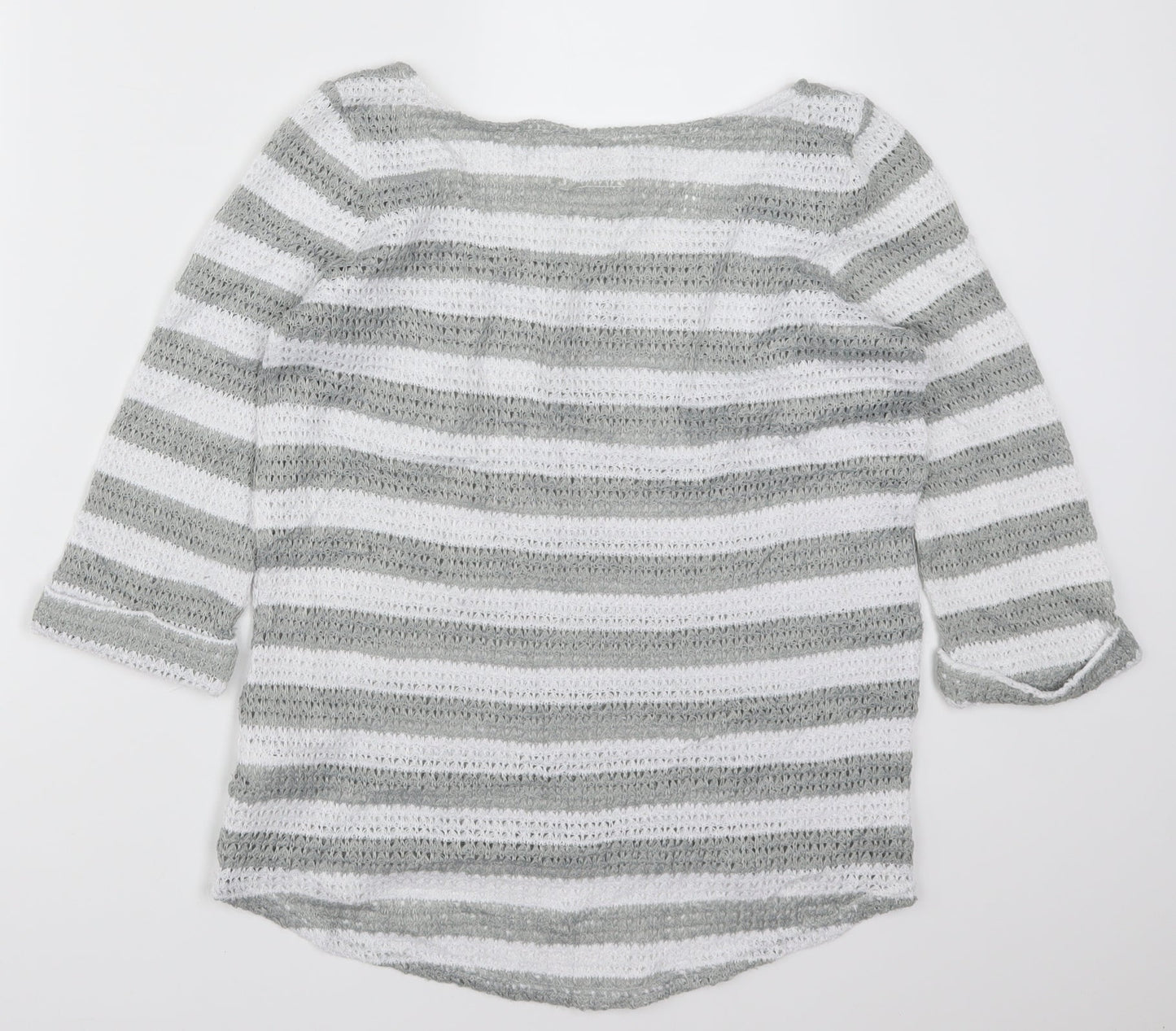 NEXT Womens Grey Striped Knit Pullover Jumper Size 10