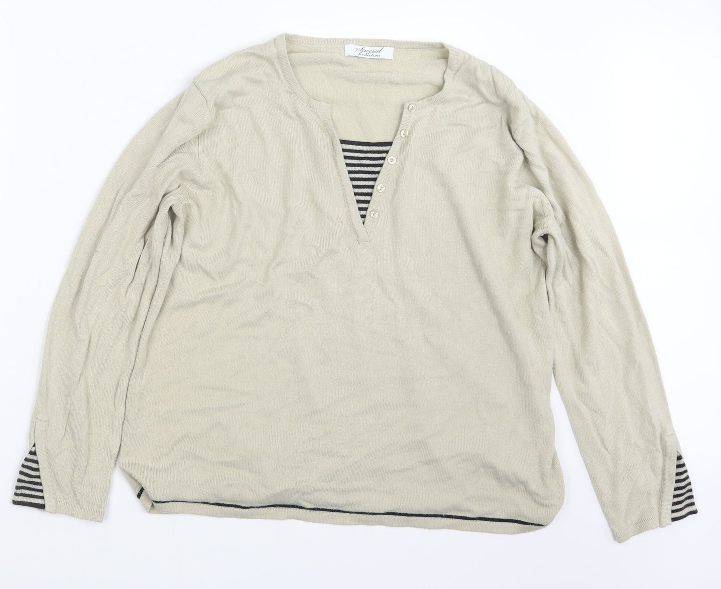 Special Collection Womens Beige  Knit Pullover Jumper Size 18