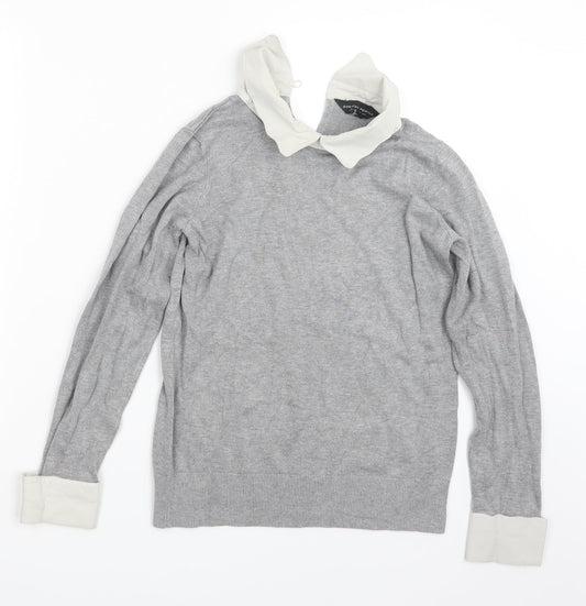 Dorothy Perkins Womens Grey  Knit Pullover Jumper Size 8