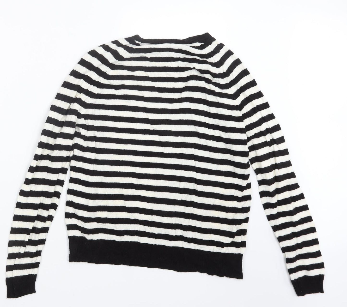 Marks and Spencer Womens Black Striped Knit Pullover Jumper Size 14