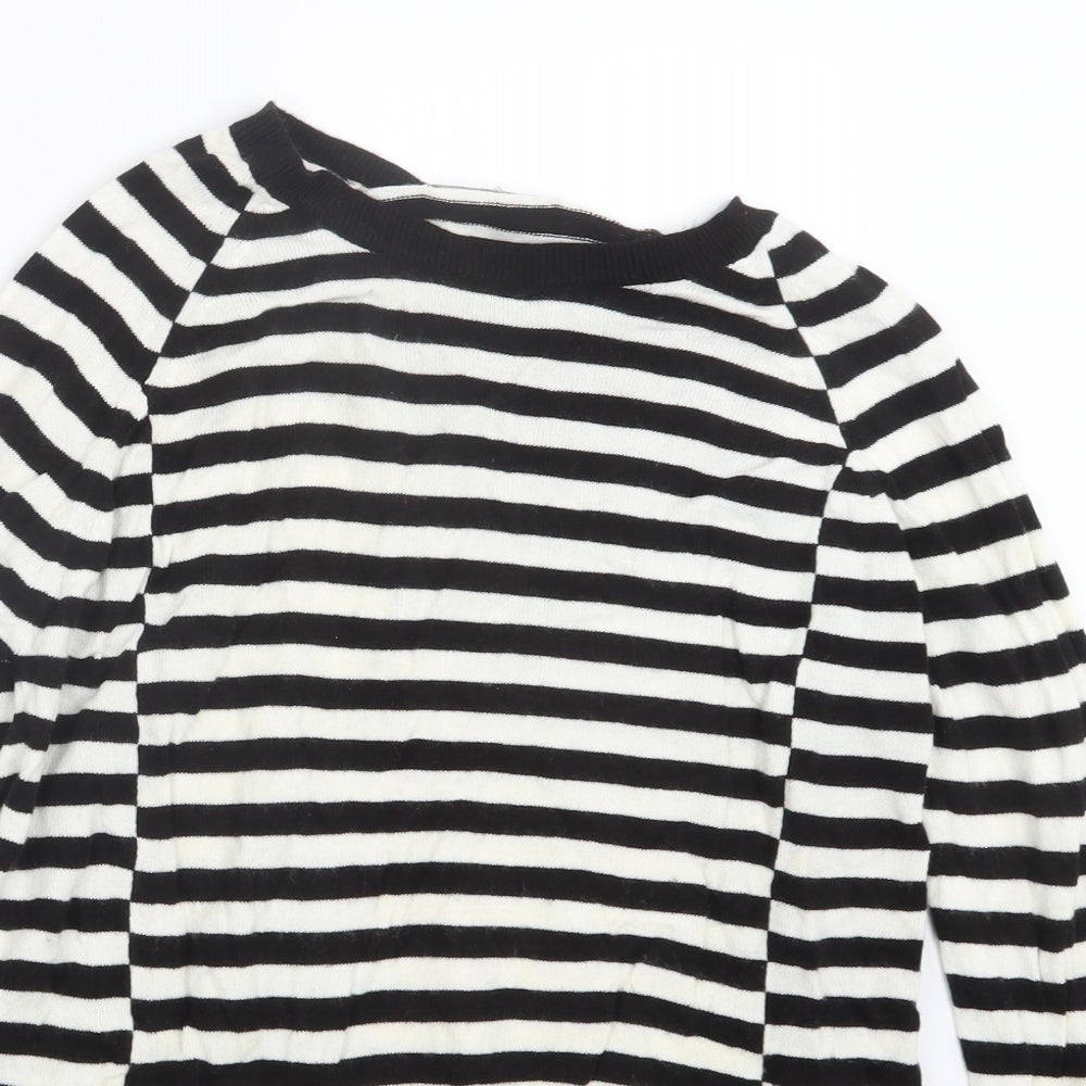 Marks and Spencer Womens Black Striped Knit Pullover Jumper Size 14