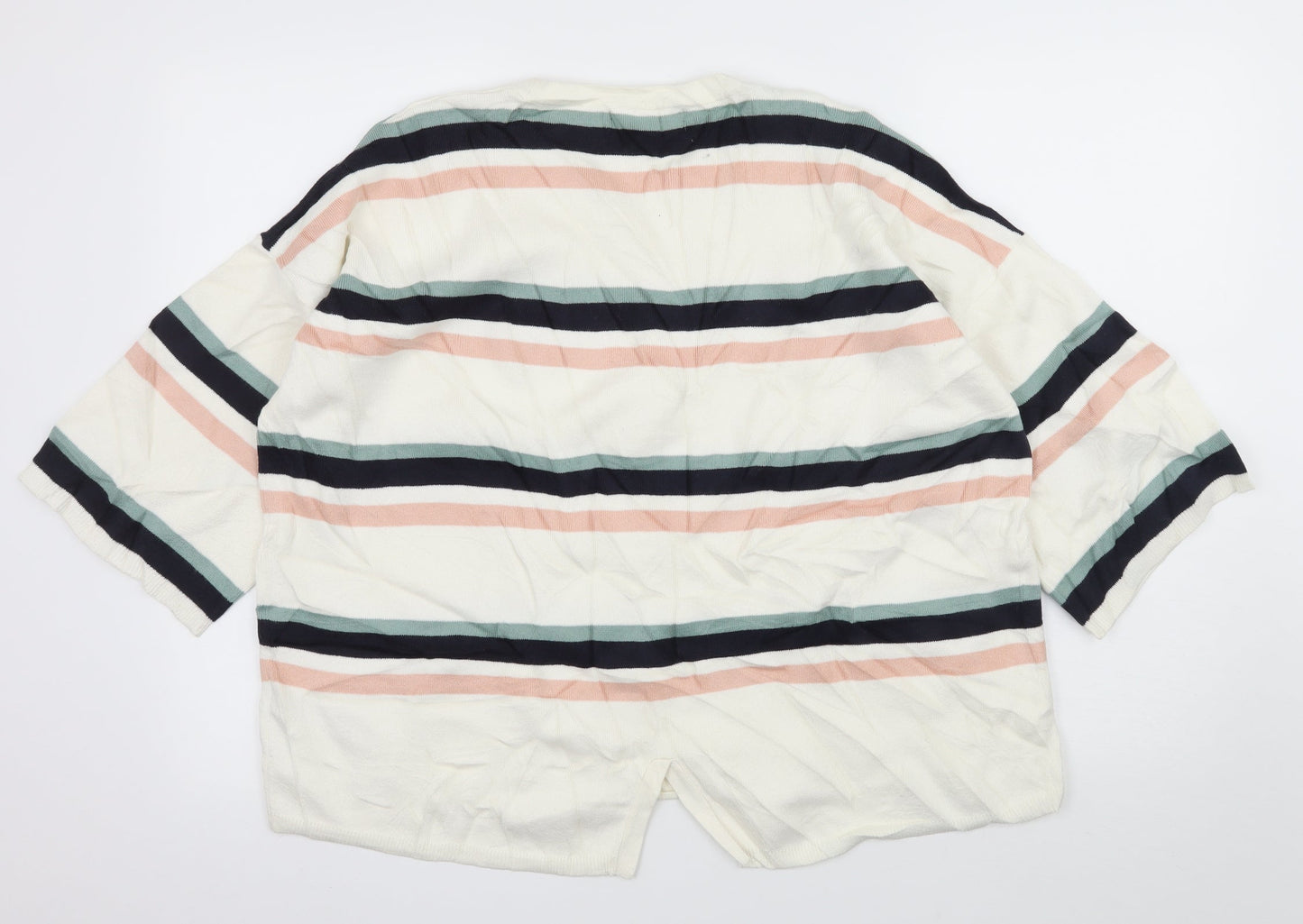 Marks and Spencer Womens Ivory Striped Knit Pullover Jumper Size L