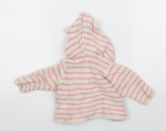 Gap Girls Ivory Striped Knit Cardigan Jumper Size 3-6 Months