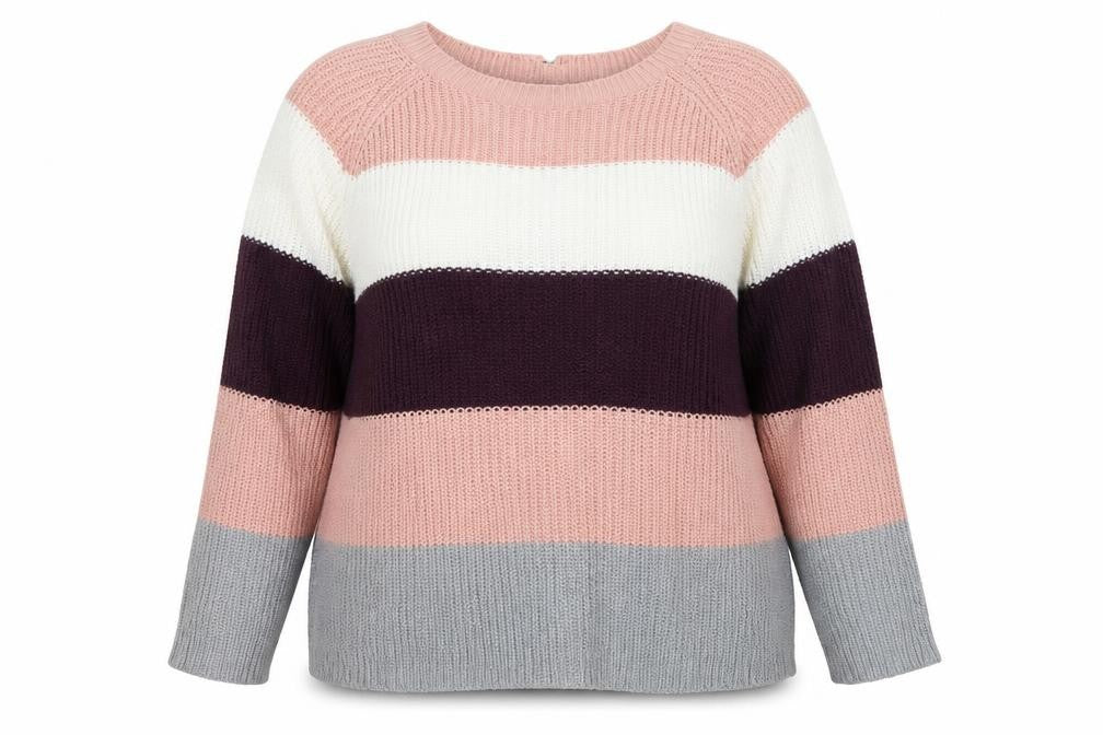 Intuition Womens Pink Striped Knit Pullover Jumper Size 18