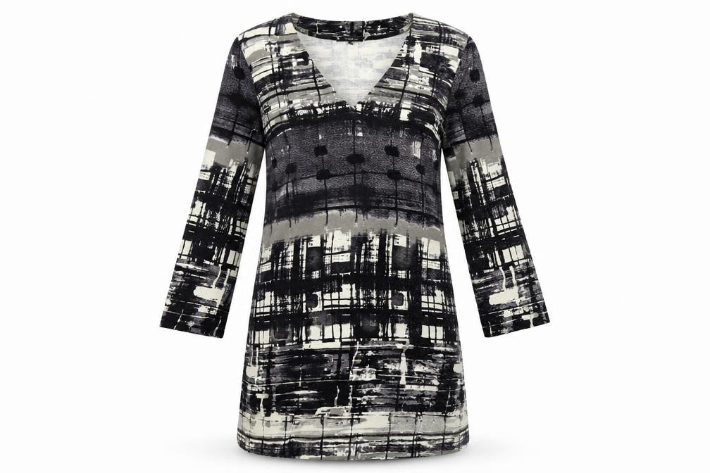 TOUPY Womens Black Geometric  A-Line  Size S