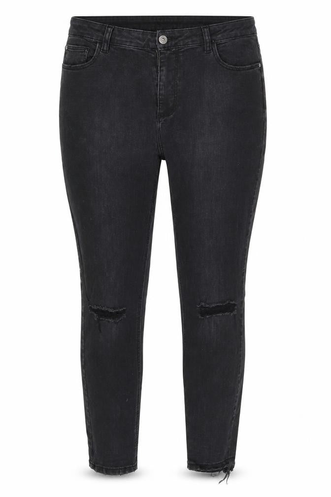 Front view of Denim Co. women’s black denim skinny jeans, size UK 14, 25-inch leg